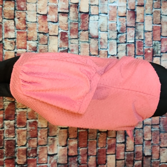 W5 Swiss Dot Front Tie Salmon Pink Top M - Picture 3 of 8